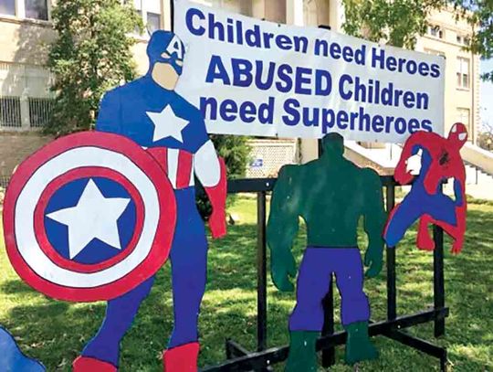 Superheroes visit Courthouse lawn