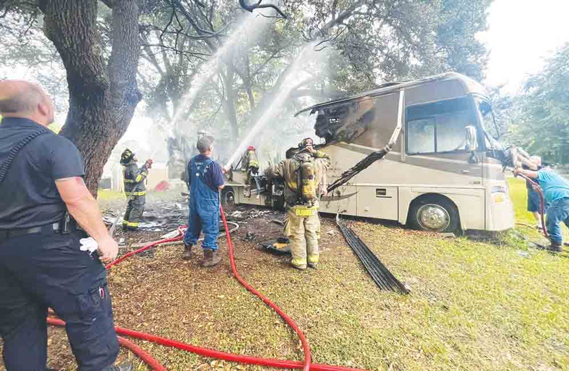 FIRE DESTROYS MOTOR HOME