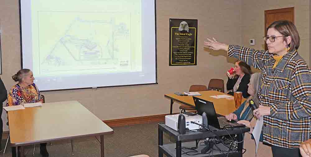 WISD Superintendent Lisa Meysembourg presents design renderings on the upcoming bond-funded construction projects. CHRIS EDWARDS | TCB