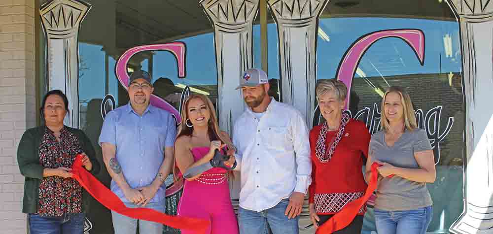 The Tyler County Chamber of Commerce welcomed Simply Charming to the county and to the Chamber’s roster of members. Pictured left-to-right: Chamber Director Holly Wells; Vice President Chris Edwards; Simply Charming’s Sunny and Markus Clowers; Chamber President Cathy Bennett and Chamber board member Shannon Benton. Mollie La Salle | TCB