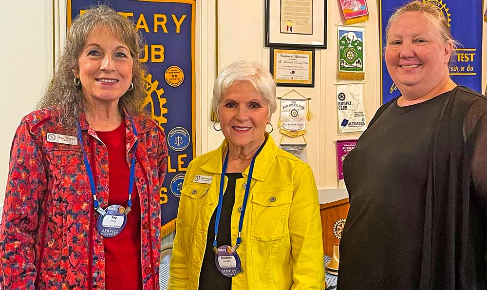 Alan Shivers Library and Museum administrative staff, pictured left-to-right: Kay Timme, Roschelle Springfield and Carolyn Williams, gave a presentation on the library and museum’s history and its resources available to Tyler County residents to the Rotary Club of Woodville last Wednesday. MOLLIE LASALLE | TCB