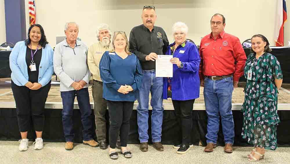 Members of the San Jacinto County Commissioners Court handed a proclamation declaring April and Sexual Abuse Awareness Month to representatives of the SAAFE House. Photo by Tony Farkas