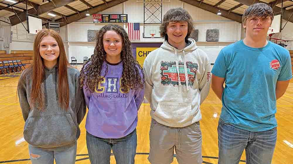 Pictured left-to-right: Sydney Brock, Abby Grimes, Brad Davison and Hunter Luther. All-Tournament at Apple Springs Tournament. BECKI BYRD | TCB