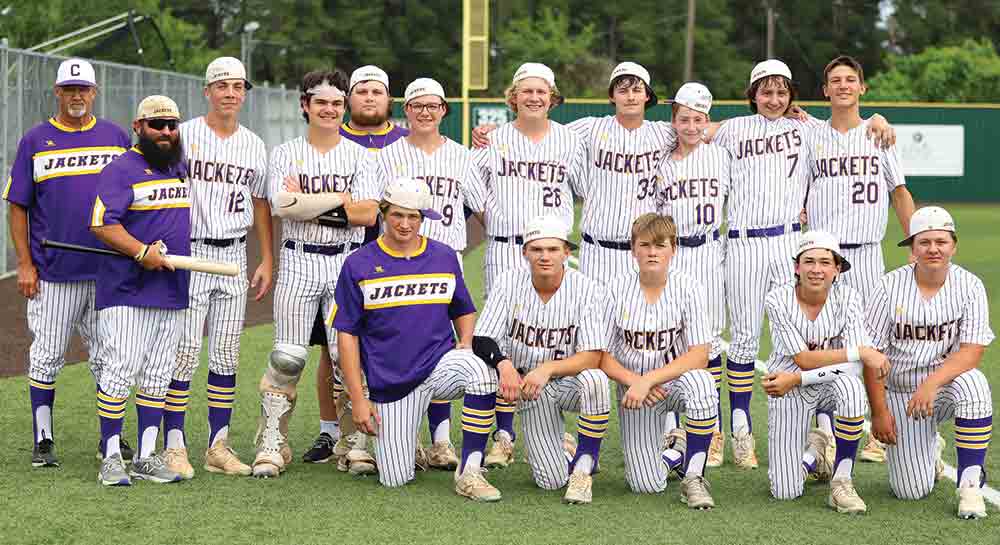 Bi-District Champs, defeating Martinsville 10-2 – Back Row L-R: Coach Marty Thompson, Coach Butter, Waylon Sturrock, Jesse Bittick, Coach Evan Stewart, Rex Gilzow, Cutter Lowe, Will Thomason, Henry David, Brad Davison and Trayce Knox. Front Row Kneeling L-R: Kasen Citrano, Jaxon Gay, Jayse Gay, Turner Johnson and Coltin Kosina. BECKI BYRD | TCB