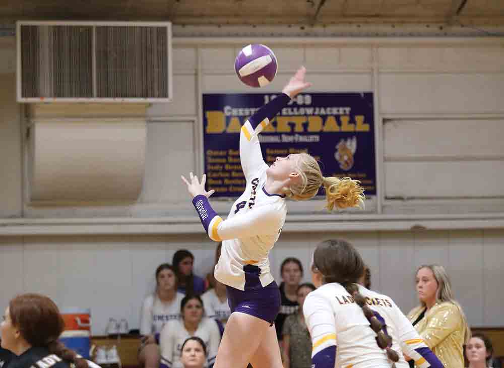 Junior Lily Read attacks – Read had 18 kills vs Goodrich. BECKI BYRD | TCB