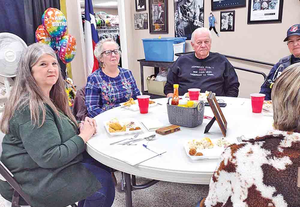 The sponsors table for Fish Friday at the Senior Center.