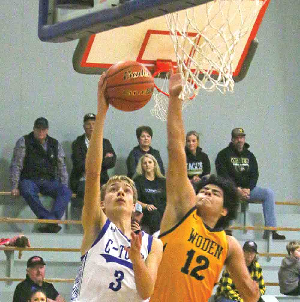 Bryce Lawrence beats the defender to the rim.