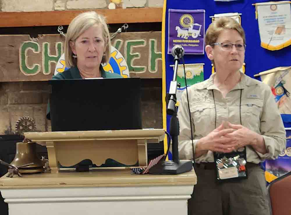 Tina Crichfield and Jessica Jones, current chapter president and vice president, respectively, of the Piney Wood Lakes Chapter Texas Master Naturalist, recently spoke to the Rotary Club of Livingston about some of their programs. (l-r) Jones and Crichfield. Photo by Emily Banks Wooten