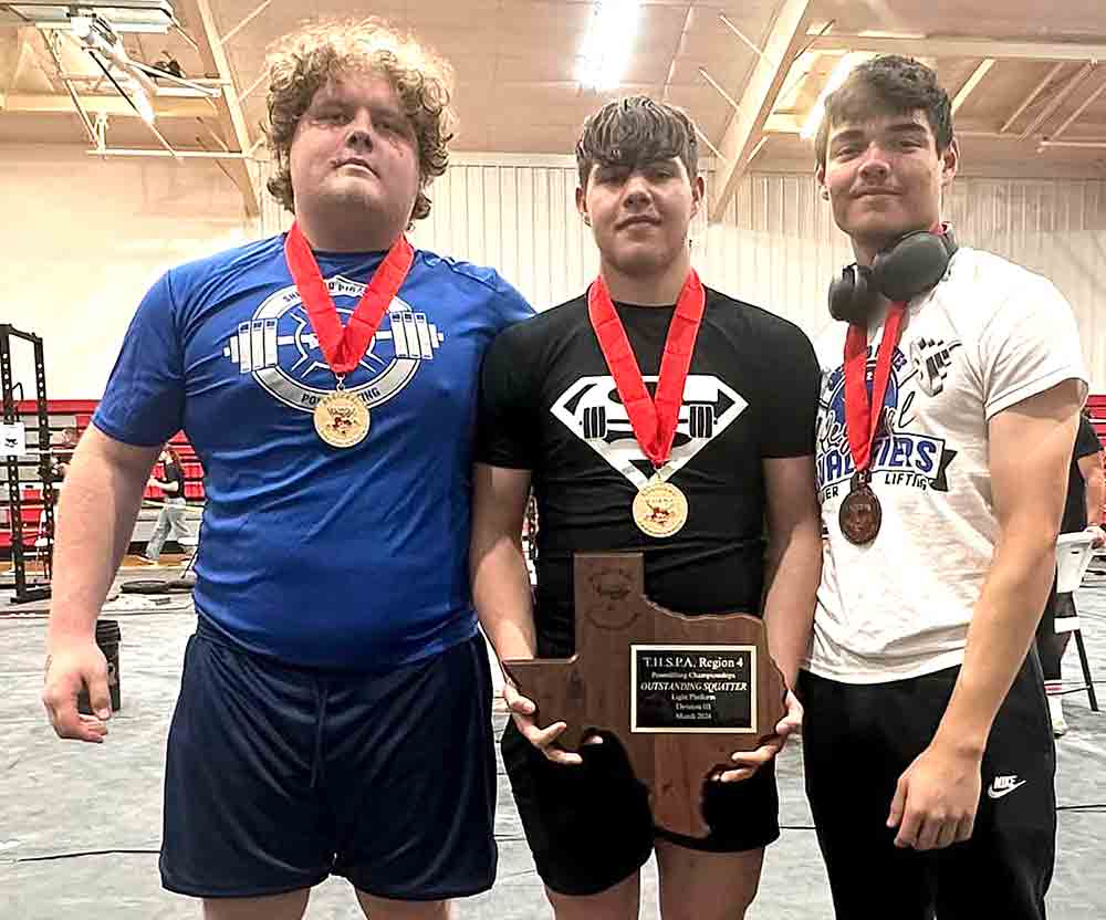 Groveton ISD powerlifters competed in the Rusk Invitational, where students won several medals. Courtesy photo