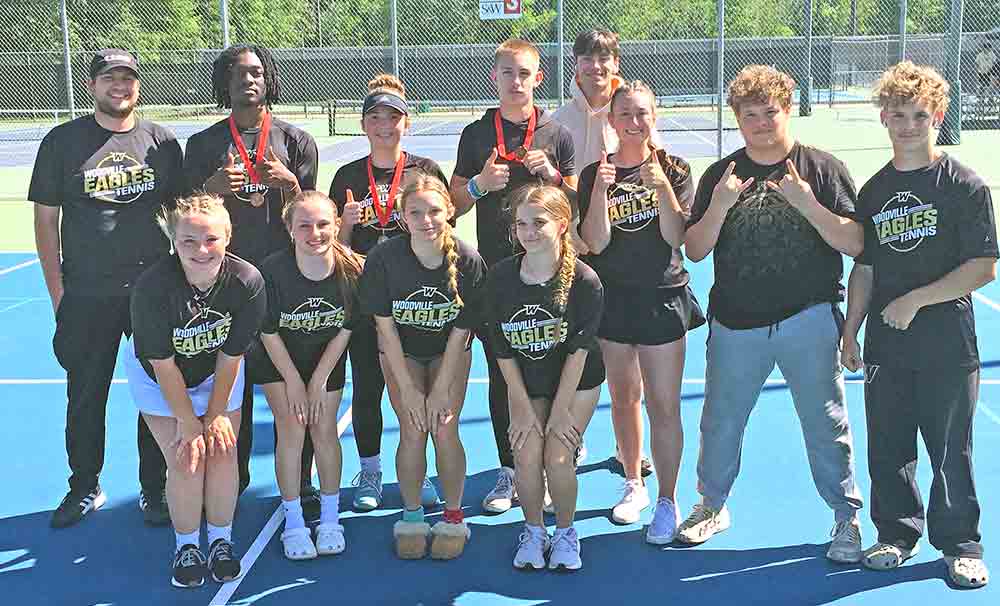 Back row, pictured left-to-right is Coach Austin Coker; Kenneth Rigsby; Claire Tucker; Ethan Shird; Kayan Quinn; Carlie Risinger; Cayden McGough and Trey Porter. The front row from left to right is Kacey Myers; Ruby Shirley; Claire Lohman and Sophie Hill. JASON DRAKE | TCB